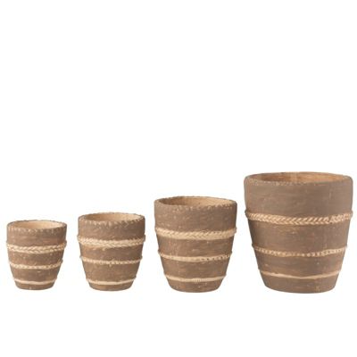 Cache-pot tresse en céramique Marron 13x13x13.5cm