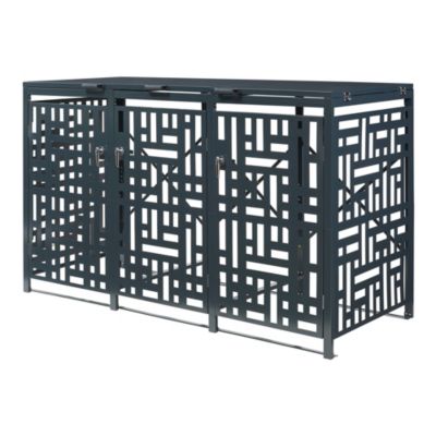 Cache-poubelle Bernalda pour 3 poubelles de 240 L acier galvanisé anthracite casa.pro