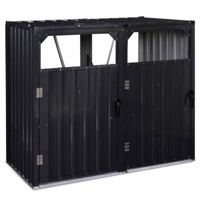 Cache Poubelle Double Aluminium 2x120L - Gris Anthracite RAL7016 - Habillage Extérieur Résistant