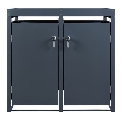 ML-Design Box Pour 2 Poubelles, 240L, 132x80x116,3 Cm, En Acier, Anthracite, Résistant Aux - Cache Poubelle