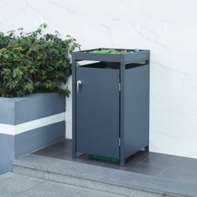Cache-poubelle Valkeakoski pour poubelle de 120 L acier galvanisé 110 x 60 x 62 cm anthracite en.casa
