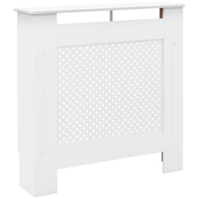 Cache-radiateur design - habillage radiateur motif rond - dim. 78L x 19l x 82H cm - MDF blanc