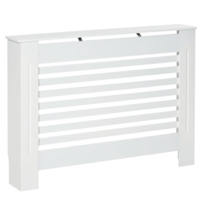 Cache-radiateur design à lattes panneau cabinet dim. 112L x 19l x 81H cm MDF blanc