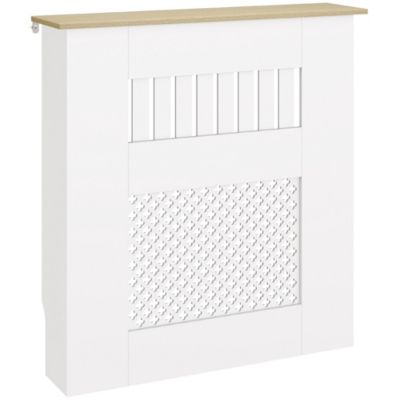 Cache-radiateur design motif étoile dim. 68 x 64 x 80 cm effet bois blanc