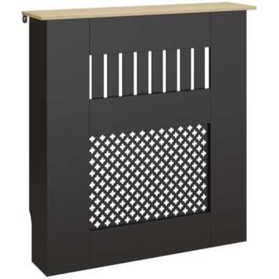 Cache-radiateur design motif étoile dim. 68 x 64 x 80 cm effet bois noir