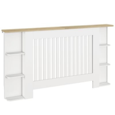 Cache-radiateur design multi-rangement 152 x 19 x 83 cm effet bois clair blanc