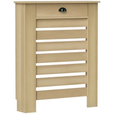 Cache-radiateur design panneau avec tiroir lattes horizontales dim. 78 x 19 x 95 cm effet bois clair