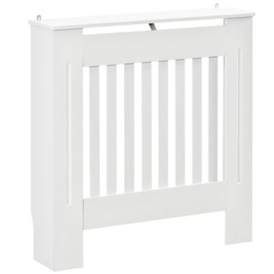 Cache-radiateur design panneau - grille d'aération verticale à lattes - dim. 78L x 19l x 81H cm - MDF blanc