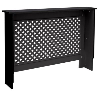 Cache-radiateur ECD Germany 112x19x82 cm noir à lattes croisées avec étagère en bois MDF