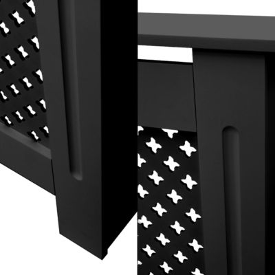 Cache-radiateur ECD Germany 112x19x82 cm noir à lattes croisées avec étagère en bois MDF