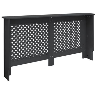 Cache-radiateur ECD Germany 152x19x82 cm anthracite à lattes croisées avec étagère en bois MDF