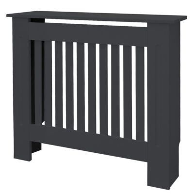 Cache-radiateur ECD Germany 78x19x82 cm anthracite à lattes verticales avec étagère en bois MDF