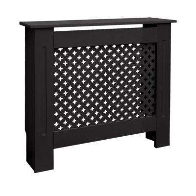 Cache-radiateur ECD Germany 78x19x82 cm noir à lattes croisées avec étagère en bois MDF