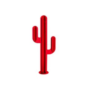 Cactus 3 branches décoratif rouge en métal H. 170 cm