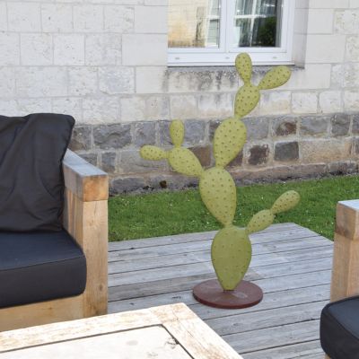 Cactus opunta métal 30 x 103 x 60 cm vert et marron