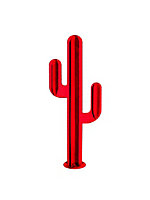 Cactuse 3 branches décoratif rouge en métal H. 170 cm