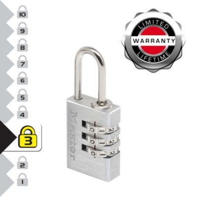 Cadenas à combinaison Master Lock 7620EURT aluminium l.20 mm hauteur de l'anse 21 mm vendu par 2