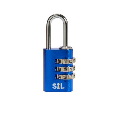 Cadenas à combinaison Smith & Locke en aluminium coloris bleu l.21 mm anse en acier