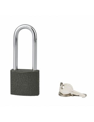 Cadenas ACERA gris à clé, base 40 mm, anse 1/2 haute 61 mm, anse acier cémenté, 3 clés - SP