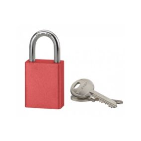 Cadenas à clé Cobble, aluminium, extérieur, anse inox, 38mm, rouge, 2 clés - THIRARD