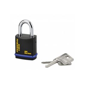 Cadenas à clé Fédéral Lock 710, acier, chantier, anse molybdène, 46mm, 2 clés, noir - THIRARD