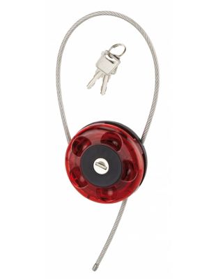 Cadenas à clé, intérieur, câble enrouleur, intérieur, inox, gainé PVC, diamètre 0.75m, 2 clés - SP