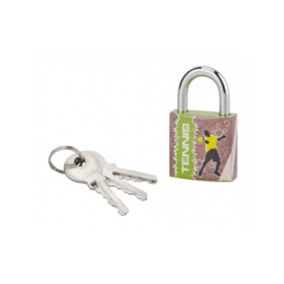 Cadenas à clé Line Sport Tennis, acier, intérieur, anse acier, 30mm, 3 clés - THIRARD
