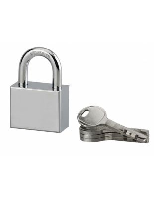 Cadenas à clé rectangulaire Disk, chantier, 40mm, anse acier cémenté nickelé, 4 clés - SP