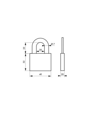 Cadenas à clé rectangulaire Disk, chantier, 40mm, anse acier cémenté nickelé, 4 clés - SP