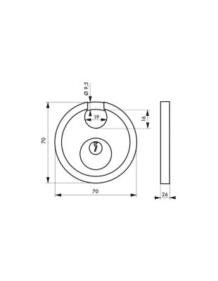 Cadenas à clé SP, 70mm, intérieur, inox, anse acier cémenté, 2 clés - SP