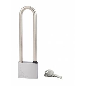 Cadenas à clé Type 1, extérieur, laiton chromé, anse haute, 50mm, 2 clés - THIRARD