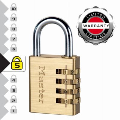 Cadenas à combinaison programmable 40 mm, corps aluminium finition laiton - modèle 604EURD