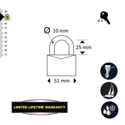 Cadenas Marin Master Lock 640EURD - Laiton Nickelé - 40mm