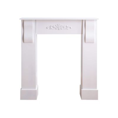 Cadre Cheminée Décoratif Florale Bois Blanc Rustique 92x93x22,5