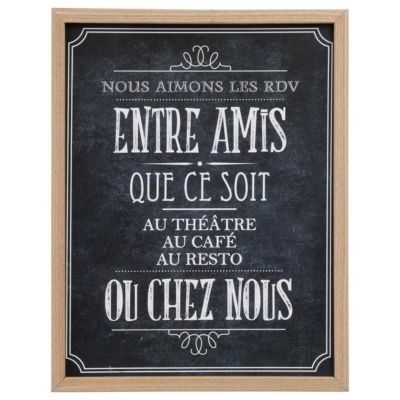 Cadre déco "Bistrot" - bois - 24 - 5x31 - 5 cm - Blanc- Atmosphera