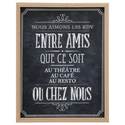 Cadre déco "Bistrot" - bois - 24 - 5x31 - 5 cm - Blanc- Atmosphera