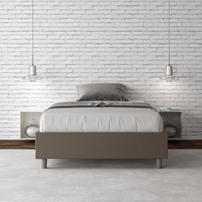 Cadre de lit double Azelia 140x210 sans sommier cappuccino - Azelia - Marron - Blanc