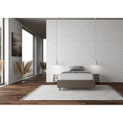 Cadre de lit double Azelia 140x210 sans sommier cappuccino - Azelia - Marron - Blanc