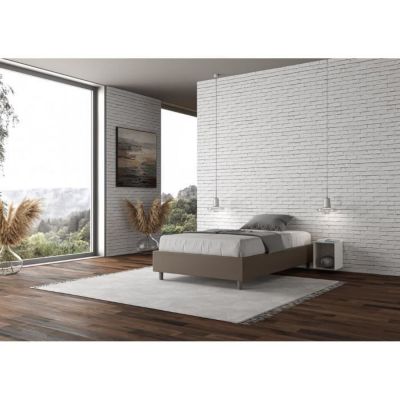 Cadre de lit double Azelia 140x210 sans sommier cappuccino - Azelia - Marron - Blanc