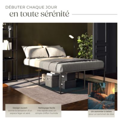 Cadre de lit structure en acier robuste noir