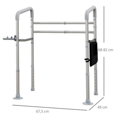 Cadre de sécurité de toilettes - cadre de toilettes réglable - barres d'appui rembourrées pour toilettes - alu. EVA gris