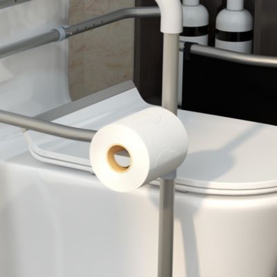Cadre de sécurité de toilettes - cadre de toilettes réglable - barres d'appui rembourrées pour toilettes - alu. EVA gris