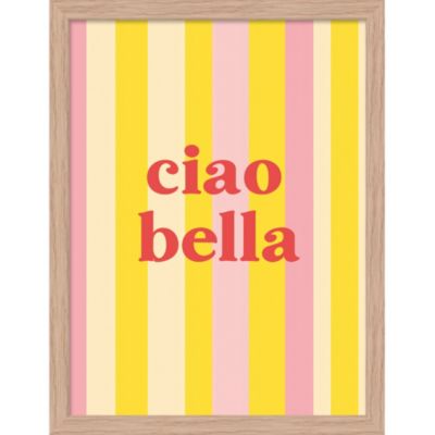 Cadre décoratif "ciao bella " jaune et rose 33 x 43 cm, Dada Art