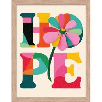 Cadre décoratif "hope" fleurs colorées 33 x 43 cm, Dada Art