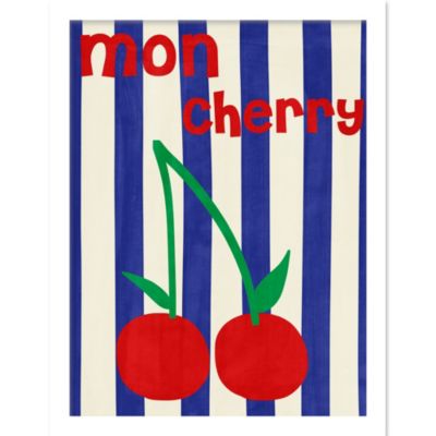 Cadre décoratif mon cherry rouge, bleu et blanc 33 x 43 cm, Dada Art