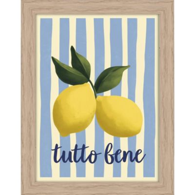 Cadre décoratif "tutto bene" citrons jaune et bleu 27 x 33 cm, Dada Art