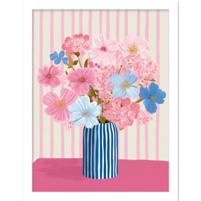 Cadre décoratif vase fleurs rose et bleu 33 x 43 cm, Dada Art
