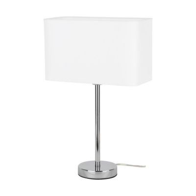 Cadre Lampe de Table 1xE27 Max.25W Métal Chromé/Câble PVC Transparent/Câble en Tissu Blanc