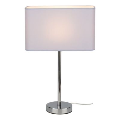 Cadre Lampe de Table 1xE27 Max.25W Métal Chromé/Câble PVC Transparent/Câble en Tissu Blanc