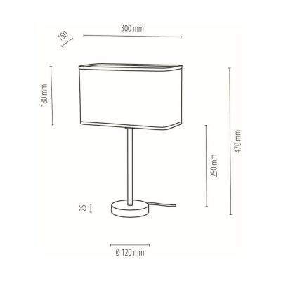 Cadre Lampe de Table 1xE27 Max.25W Métal Chromé/Câble PVC Transparent/Câble en Tissu Blanc
